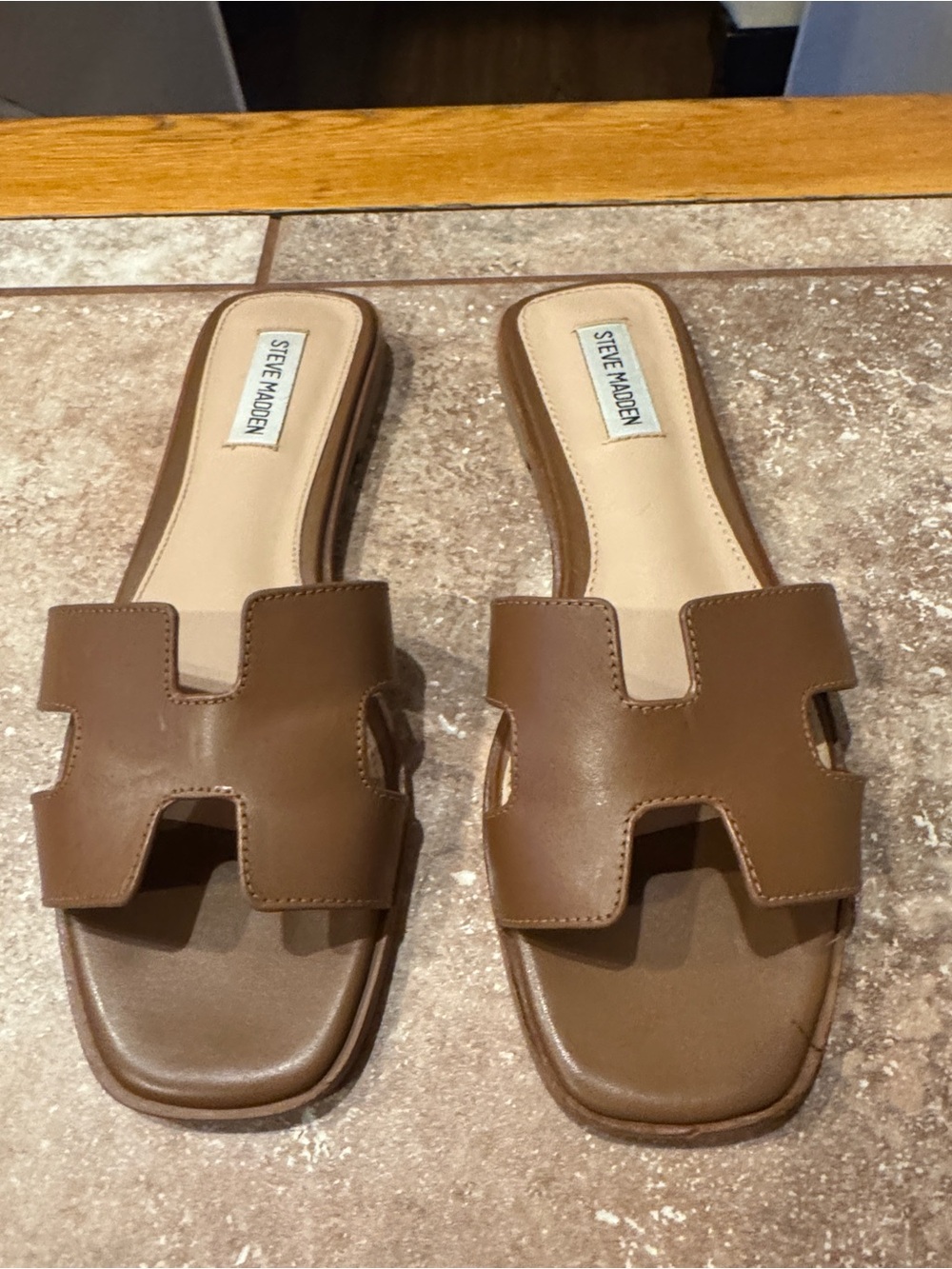 Steve Madden Brown Slide Sandals with Cutout Strap